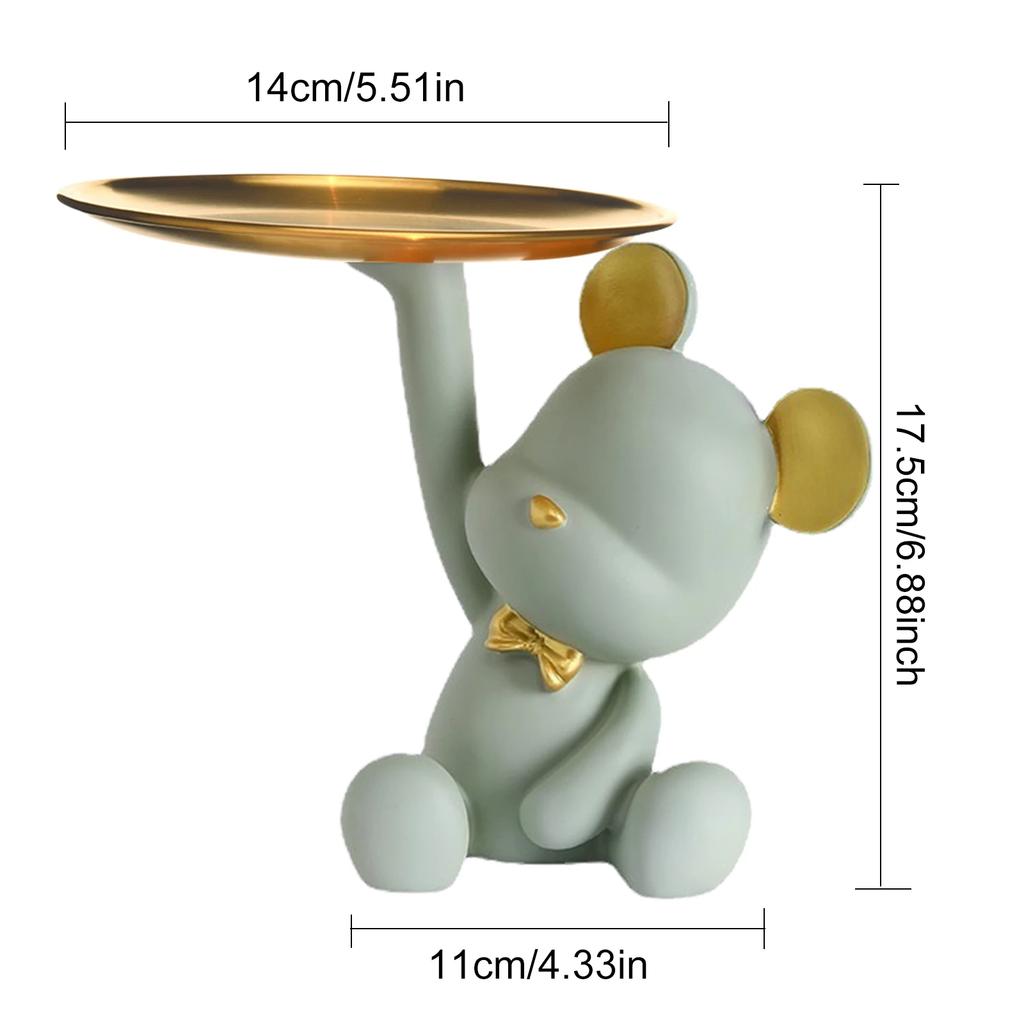 Geometric Shape Figurine Resin Statue Entrance Key Holder Cat Bear Tray Candy Lipstick Jewelry Sundries Storage Home Decoration