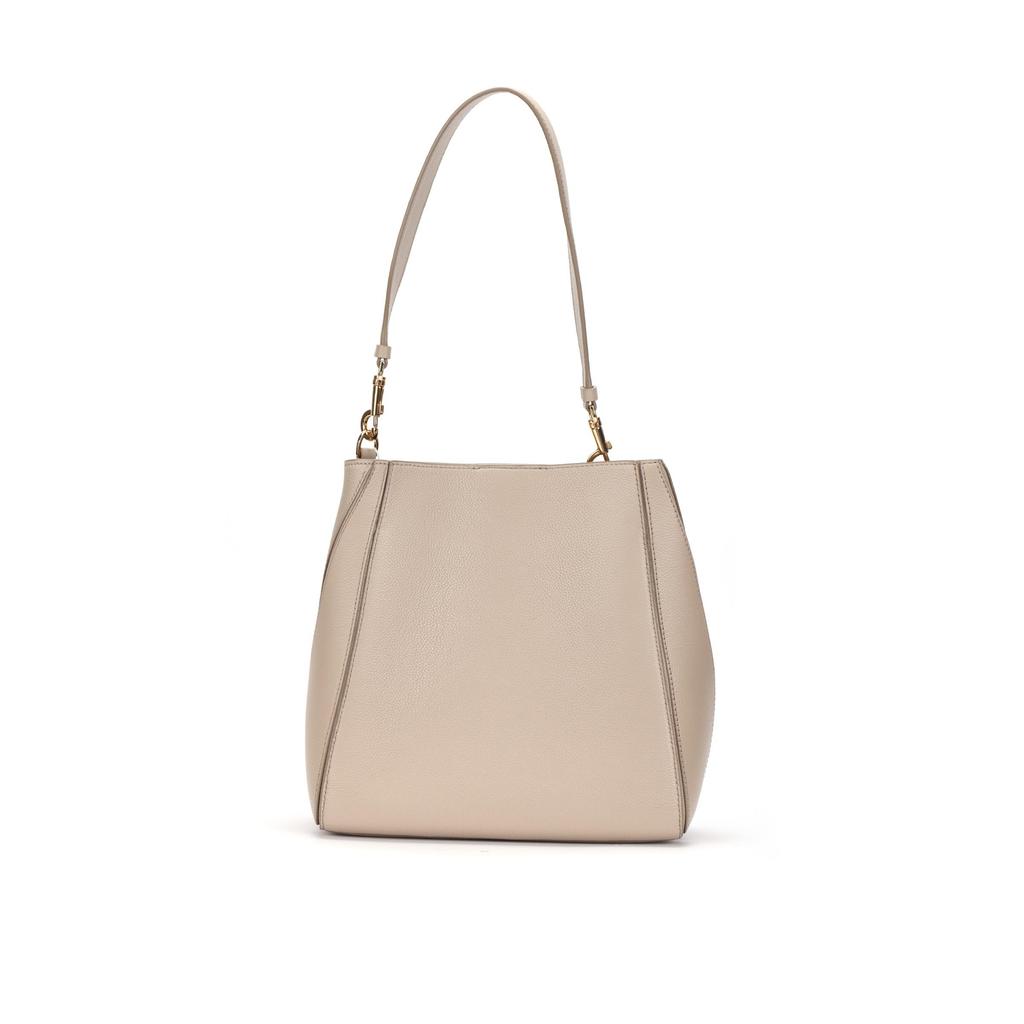 Tory Burch Mcgraw Logo Magnetic Snap Bucket Bag Women Bags Clay-Gray 158499-200