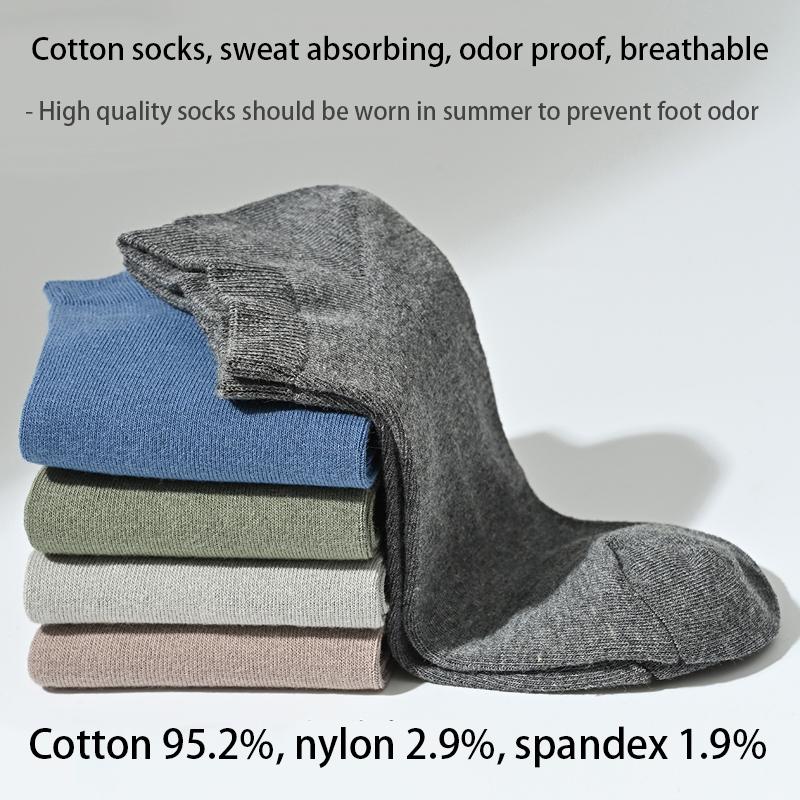 Calzini da uomo in cotone pettinato di alta qualità, 5 paia, corti, traspiranti, anti-odore e antibatterici, per la primavera e l'estate, da uomo