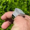 Huitan Gorgeous Women/men Square Shaped Ring Trendy Party Special Wedding Luxury Accessories Full Shining CZ Temperament Jewelry