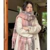 Women's Thick Plaid Circle Scarf - Warm, Versatile, College Style for Autumn and Winter
