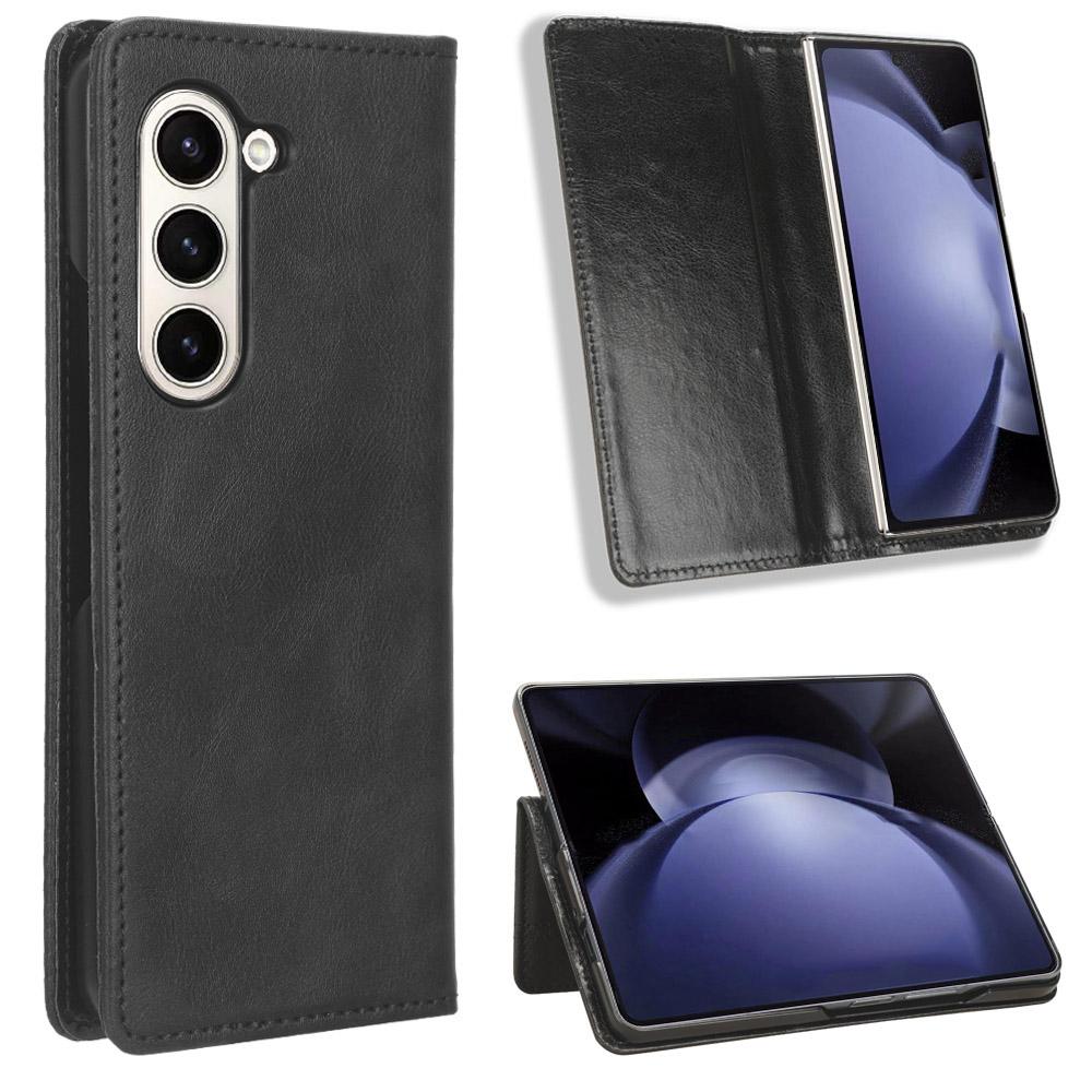 Etui ze skóry PU w stylu retro z podstawką na telefon dla Samsunga Galaxy Z Fold6 5G