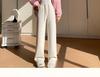 Women's Extra-Long White Lambswool Chenille Wide-Leg Knit Pants for Autumn/Winter (Tall Size 175)