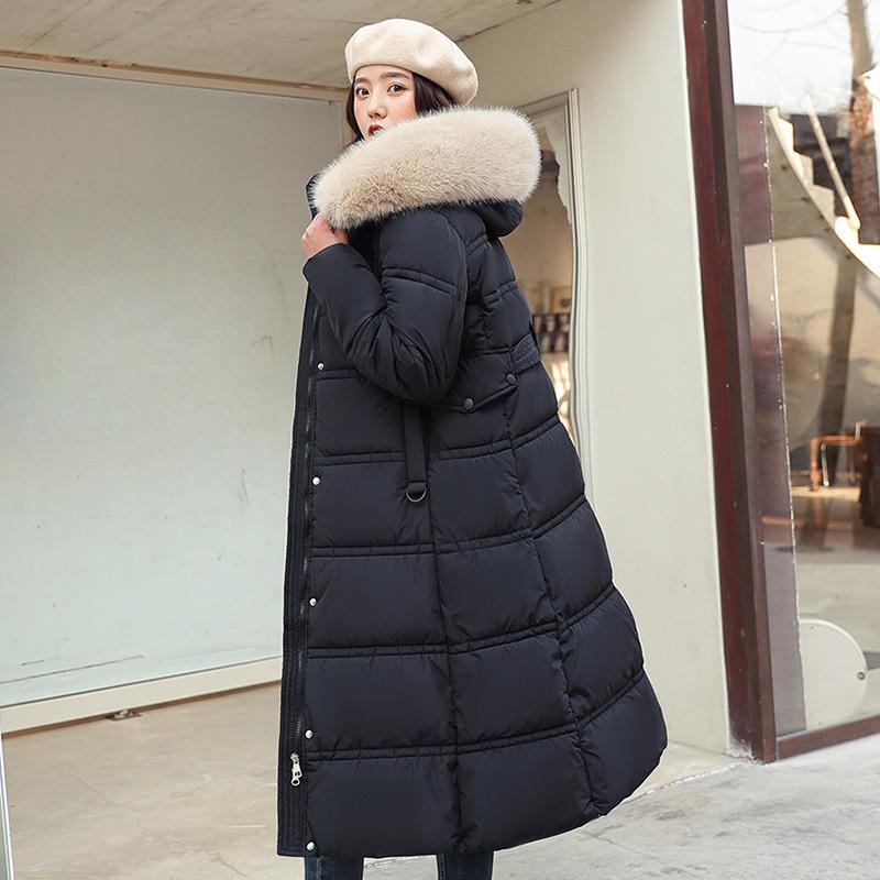 Winter New Women's Clothing Thickened Long Hooded Padded Jacket