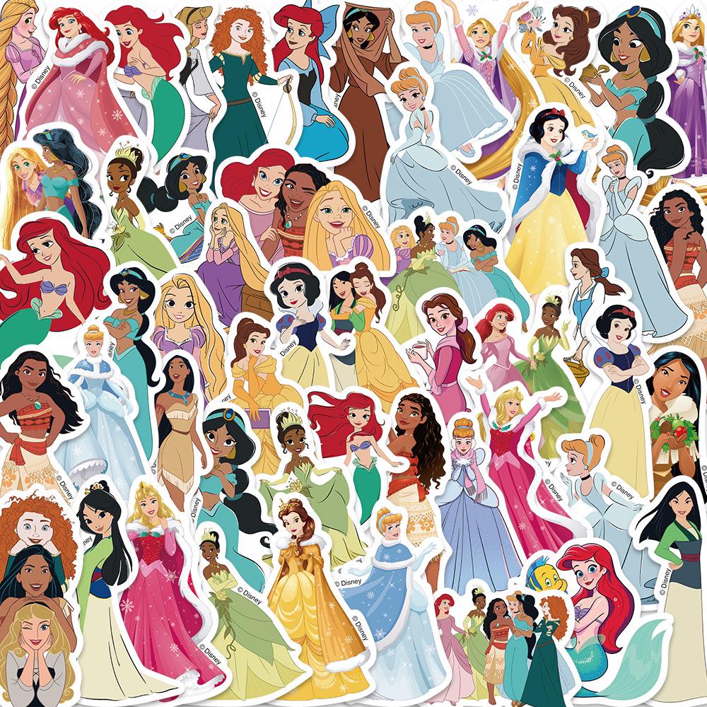 52 Authentic Disney Princess Graffiti Stickers for Decorating Phones and Luggage - Waterproof