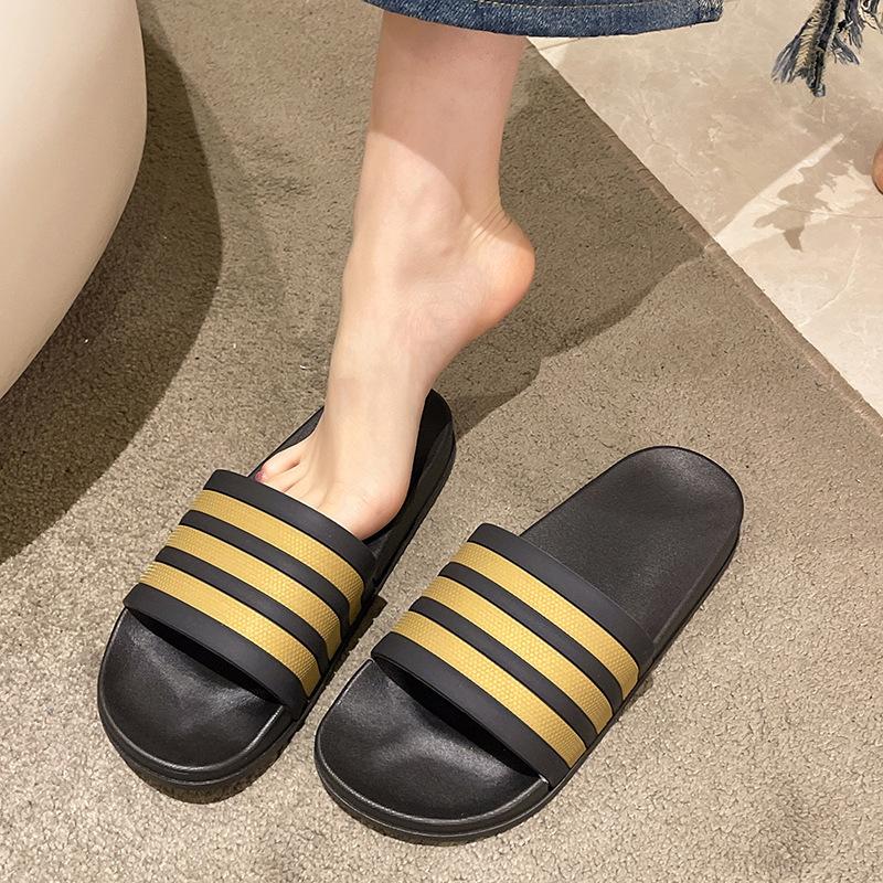 Classic PVC Three-bar Summer Casual Cool Slippers Versatile Trendy Men Handsome T Outside Wearing Cool Slippers Beach Shoes