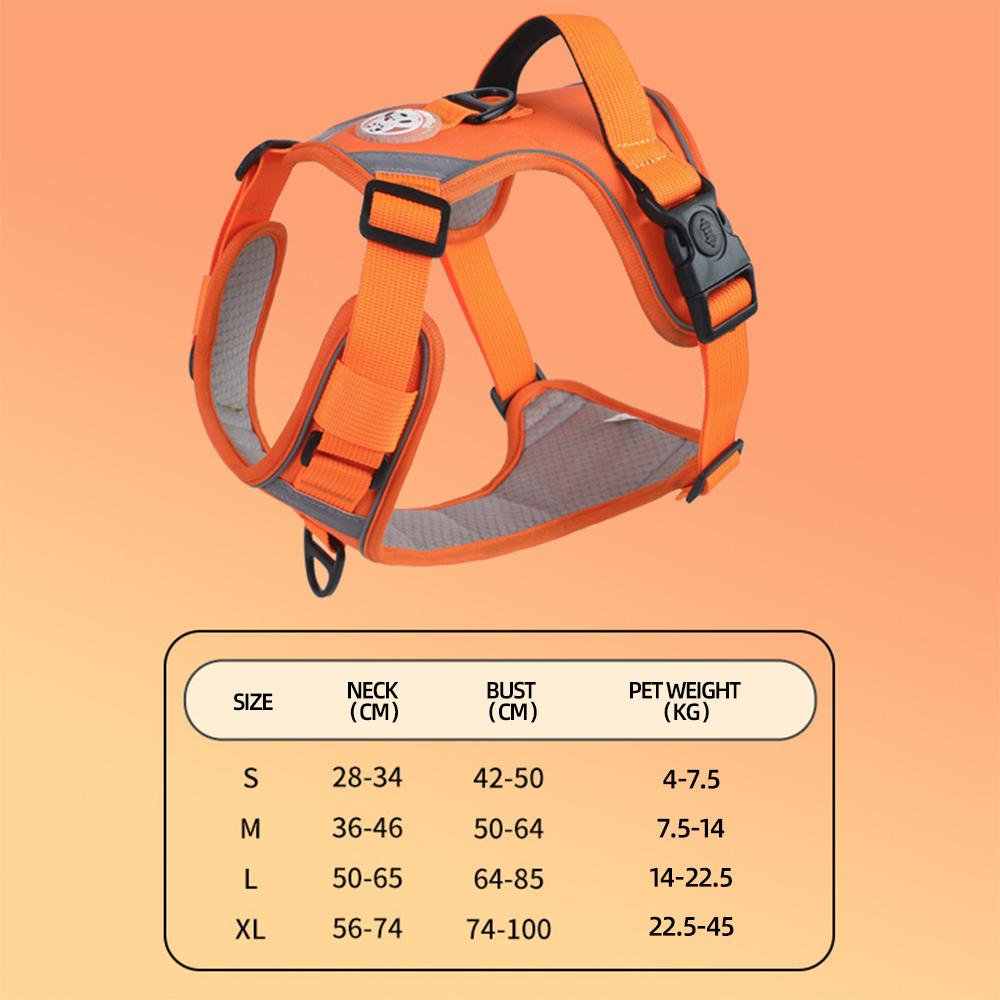 Custom Logo Breathable Reflective Strips Pet Harness (Orange,S) оранжевый