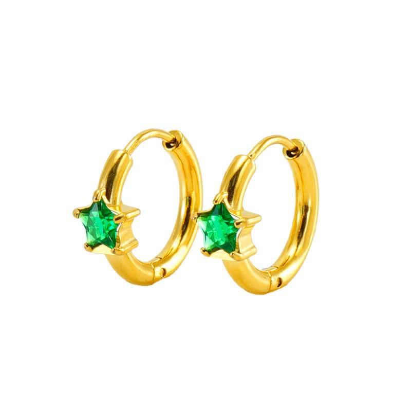 European and American Style Five-Pointed Star Zircon Stainless Steel Hoops: Elegant, Luxurious, Sweet.