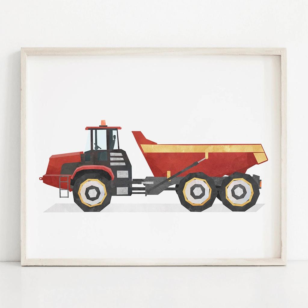 Nordic Style Engineering Vehicle Canvas Art Paintings Watercolor Poster and Prints Nursery Wall Art Picture for Home Decoration No Frame