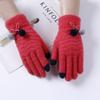 Women Knit Gloves with Cute Plush Ball Warm Hands Keeper Lady Touch Screen Gloves