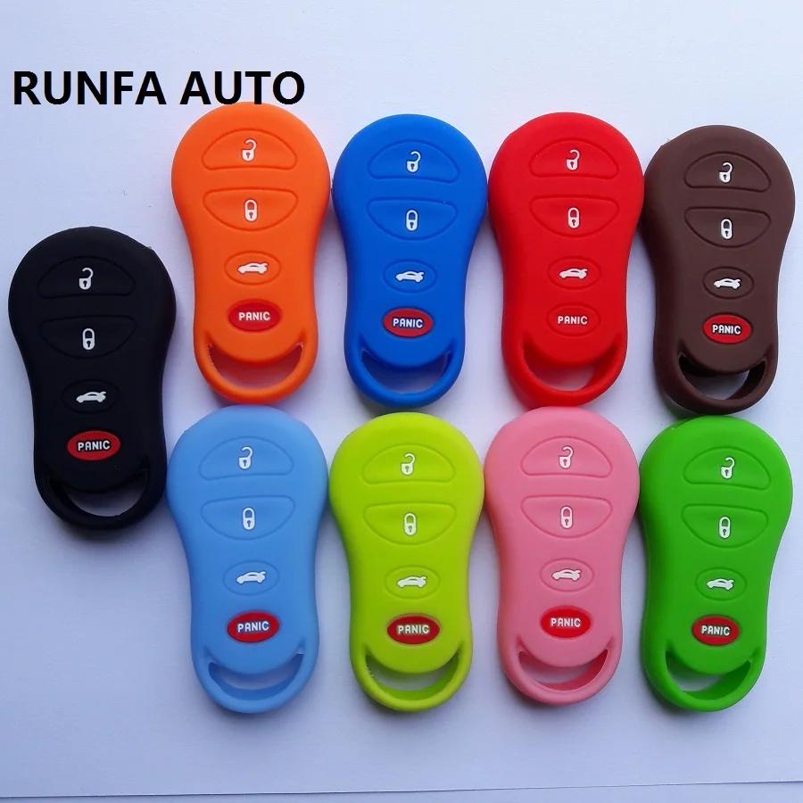Car Key Cover Silicone Fob Remote Protection For Jeep Dodge Neon Stratus Chrysler Sebring Remote Car Silicone Cover 3+Panic