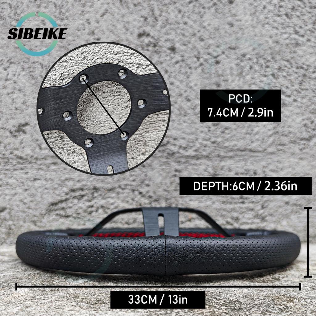JDM Universal 330mm Steering Wheel Deep Dish Racing Sports Steering Wheel for Honda Toyota