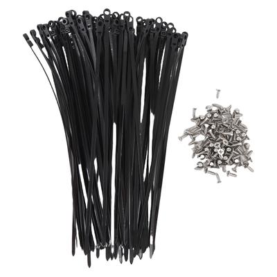 100 Set Cable Tie Set Plastic Black Cable Tie with Screw Mounting Hole for Installations