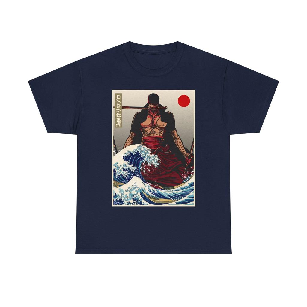 Roronoa Zoro One Piece Ukiyoe Great Wave Anime Graphic T Shirt Japanese Vintage Cotton Streetwear Oversized Tee