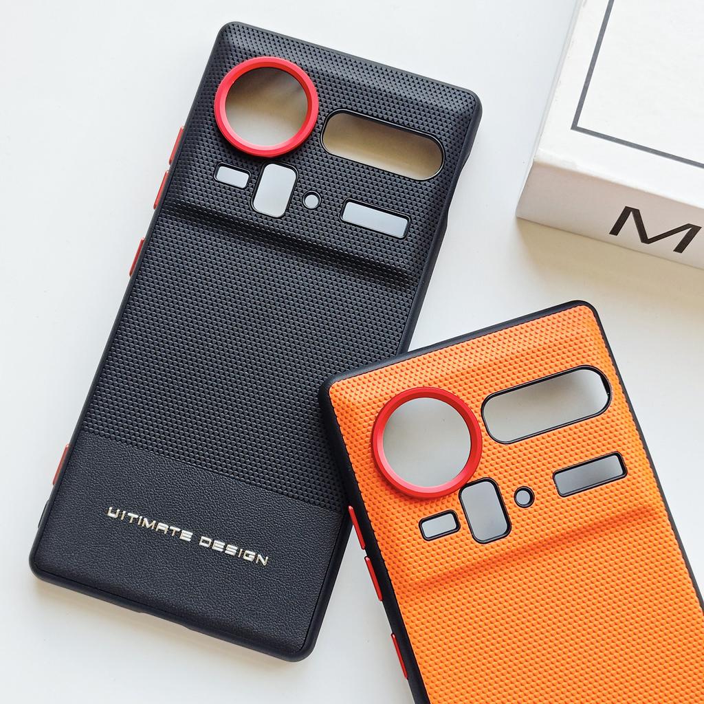 Pentru ZTE Nubia Z80 Z70 Z70S Ultra Piele PU Prietenoasă cu Pielea Taste în Culori Contrastante Ramă Cameră Spate Protector Capac Moale
