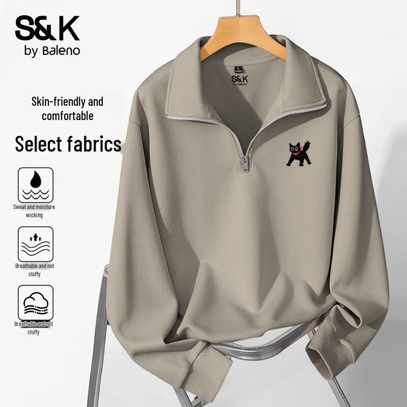 Baleno Men's S&K Series 2025 Autumn Stand Collar Loose Fit Sweatshirt