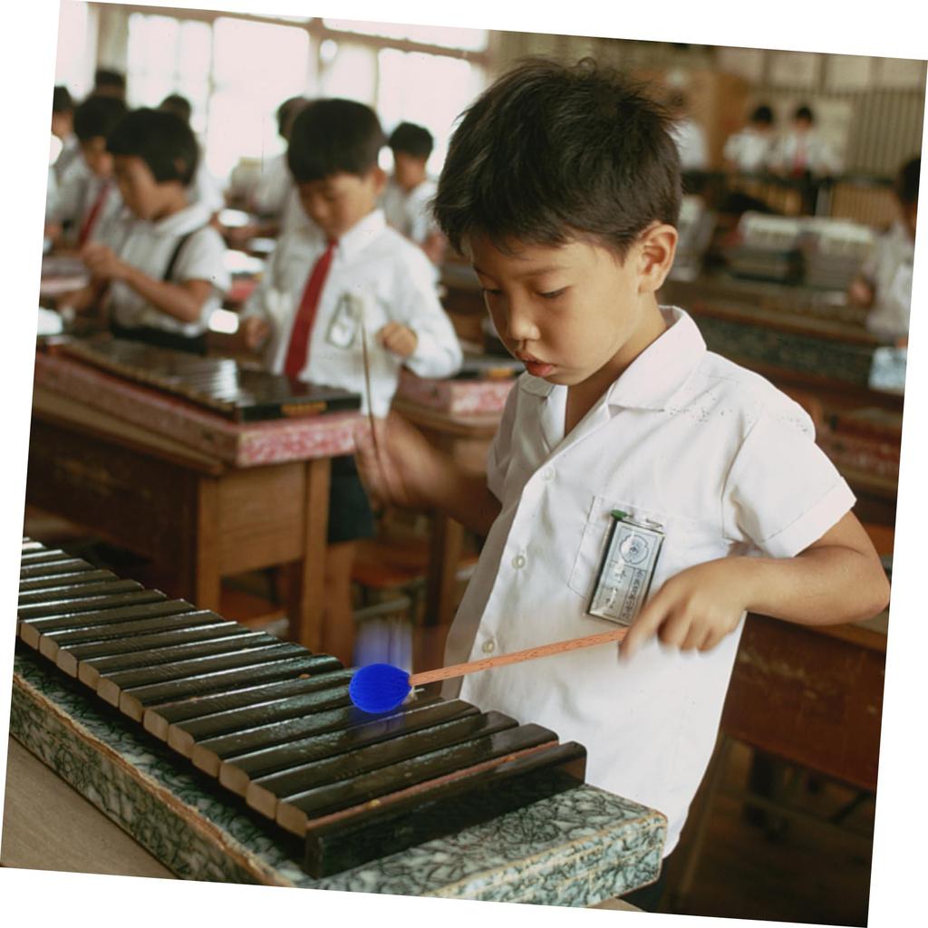 TENDYCOCO 1 Pair of Marimba Mallets with Soft Handles, Wool Mallets