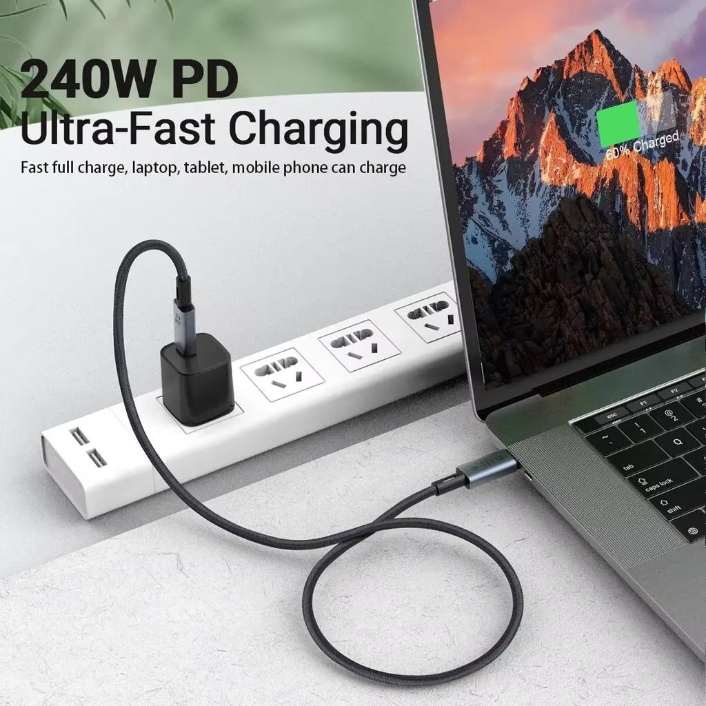 240W USB4 Type-C to USB-C Cable Pd 8K 60hz 40G Type-C Cord for Macbook Pro Thunderbolt3 4ipad Samsung Google Pixel Xiaomi Huawei