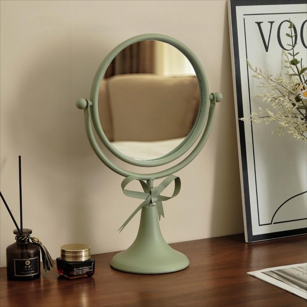 360° Rotatable Bow Vanity Mirror Light Luxury Desktop Stand Mirror Iron Art Makeup Mirror Bedroom