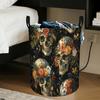 1pc, Halloween Skull with Flower Laundry Basket, Perfect for Family Bedrooms, Bathrooms, and Laundry Rooms, Can Hold a Large Amount of Clothes, Modern