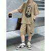 The 2025 Summer New Men 3D Letter-printed Top + Shorts Youth Set Is Fashionable Casual Everyday and Street Sporty