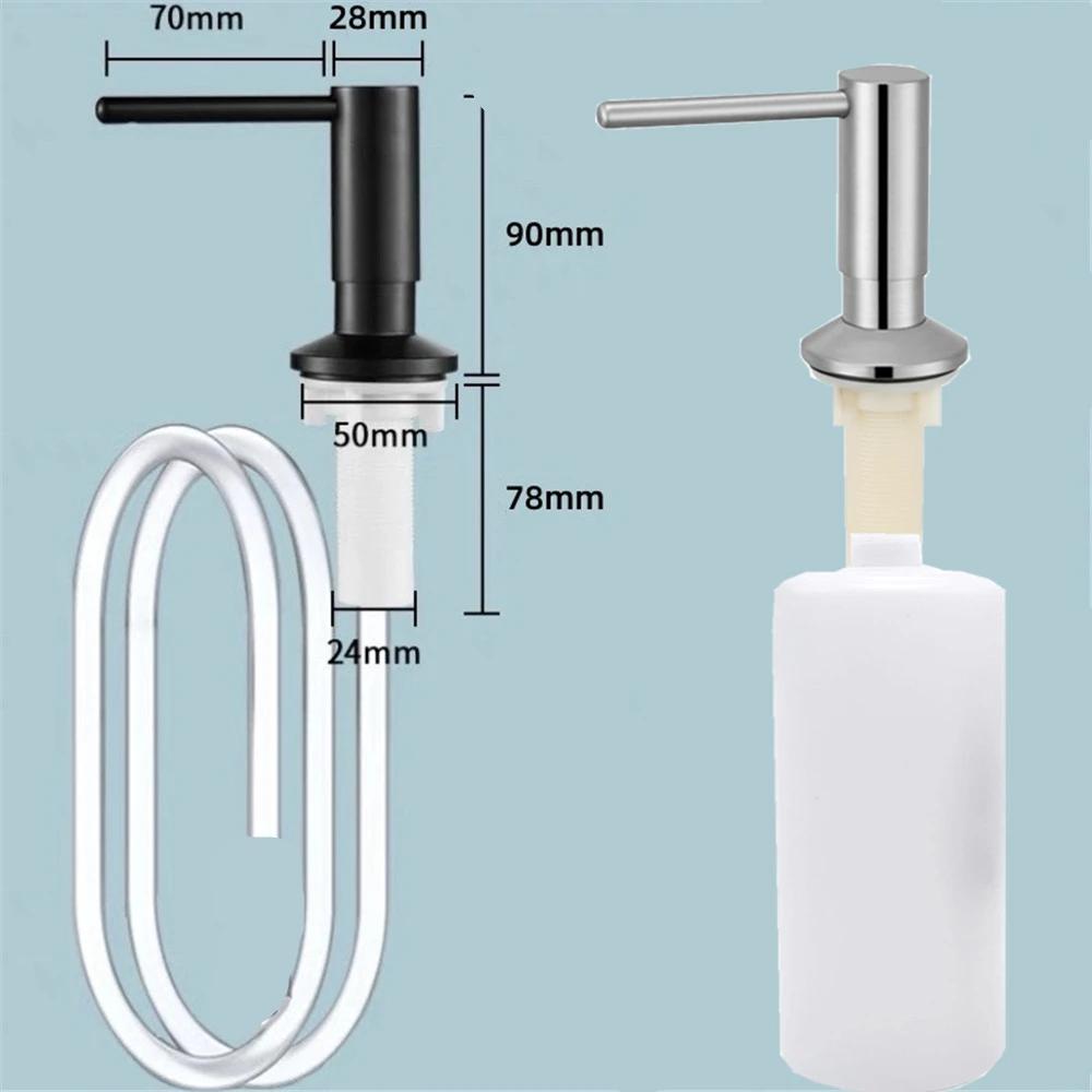 Built-in Pump Kitchen Liquid Soap Bottle 500ml Brass Brushed Nickel Soap Dispenser Black Kitchen Sink Soap Dispenser with Tube