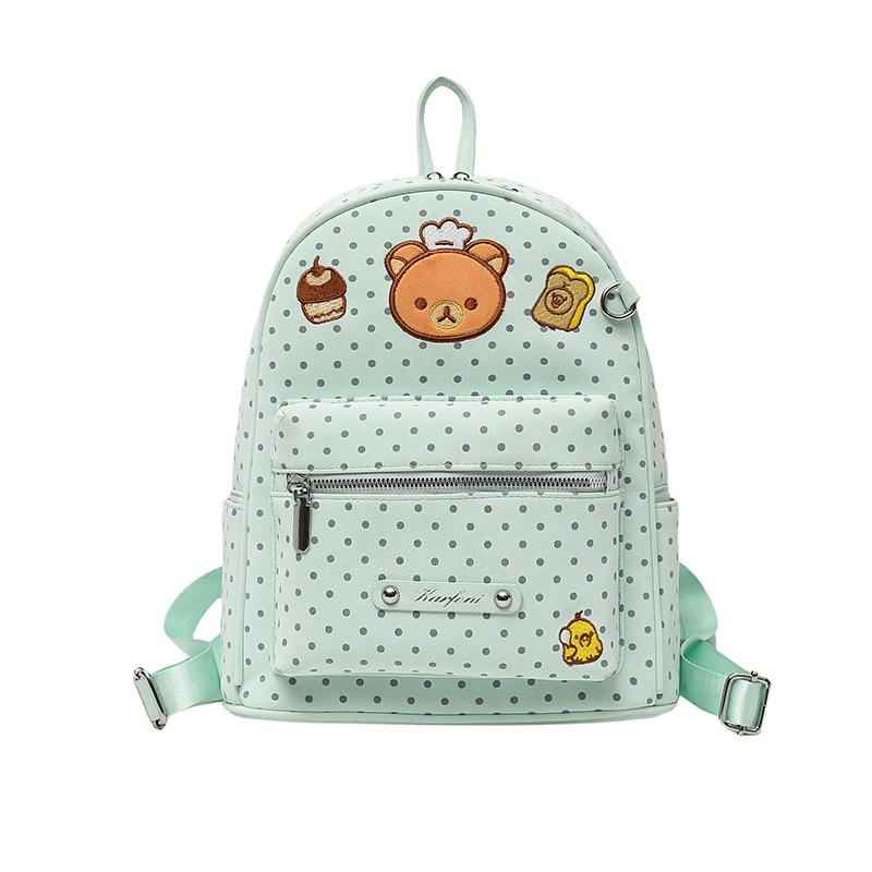 Schoolbag cute polka dot easy bear backpack bag women's 1011 new travel light high value backpack large capacity schoolbag