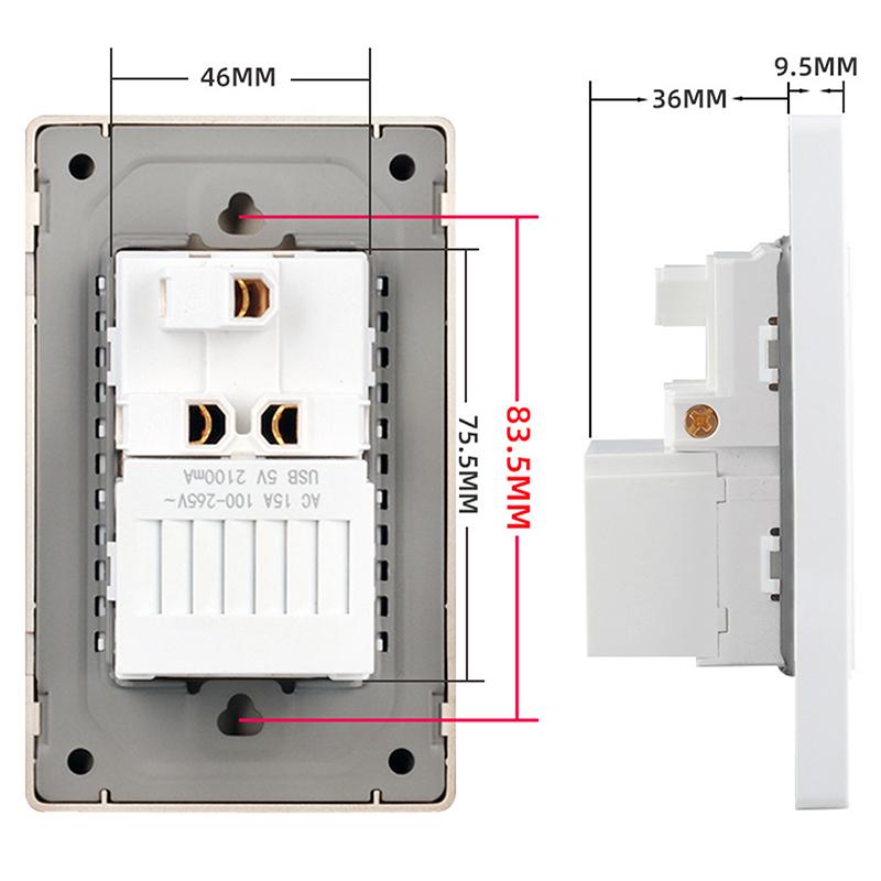 New 5V 2.1A USB Type-c Charger Thailand Standard 118mm Household Panel Thai Universal Wall Switch Power Switch Socket Series