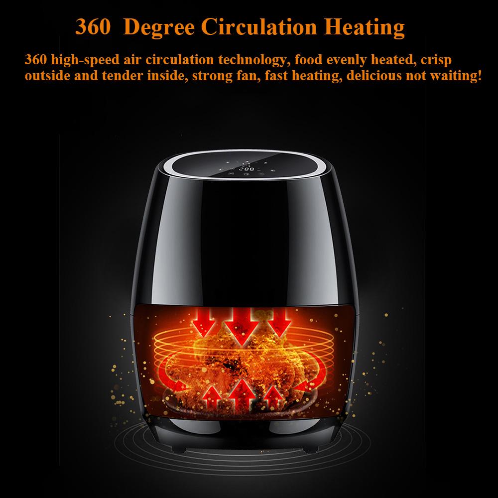 1250W 6.5Qt Digital Air Fryer Health Fryer Cooker Smart Touching LCD Airfryer Pizza Multifunction Smart Fryer for French Fries