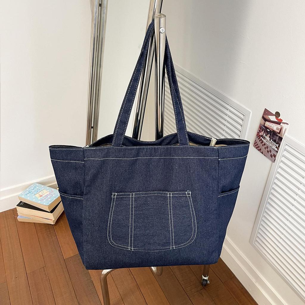 Tote Bag: Large Capacity Denim Shoulder Bag for College Commuters, Trendy and Cool Design for Men and Women 2026