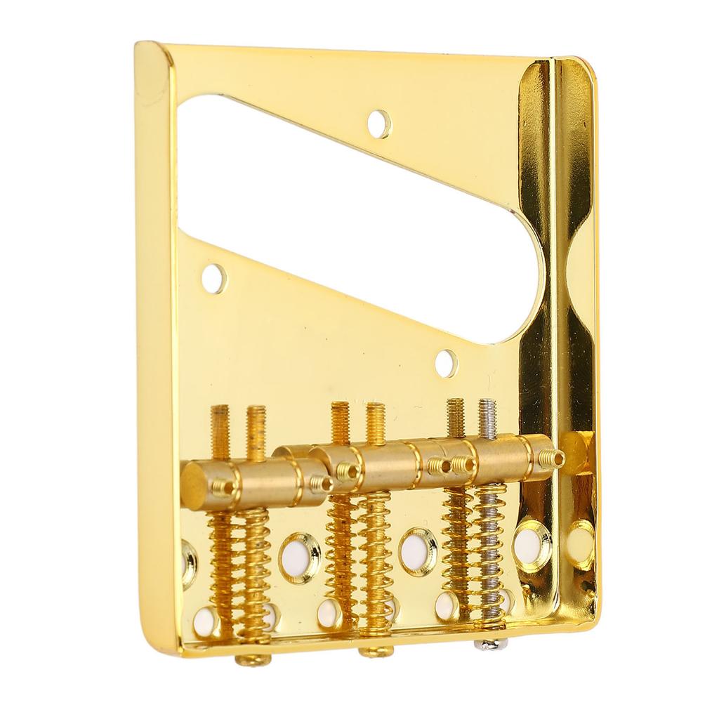 Electric Guitar Bridge Vintage Style 3 Steel Saddle Pass Through for Telecaster 54mm Gold