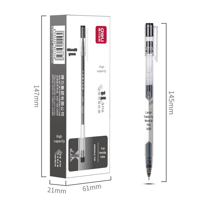 Deli Carbon Fiber Gel Pens: Retractable, Water-Based, Ideal for Students, Business Signatures, Meeting Notes, and Finance.