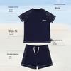 Boys' Plus-Size Two-Piece Polyester Competition Swimsuit with Cap