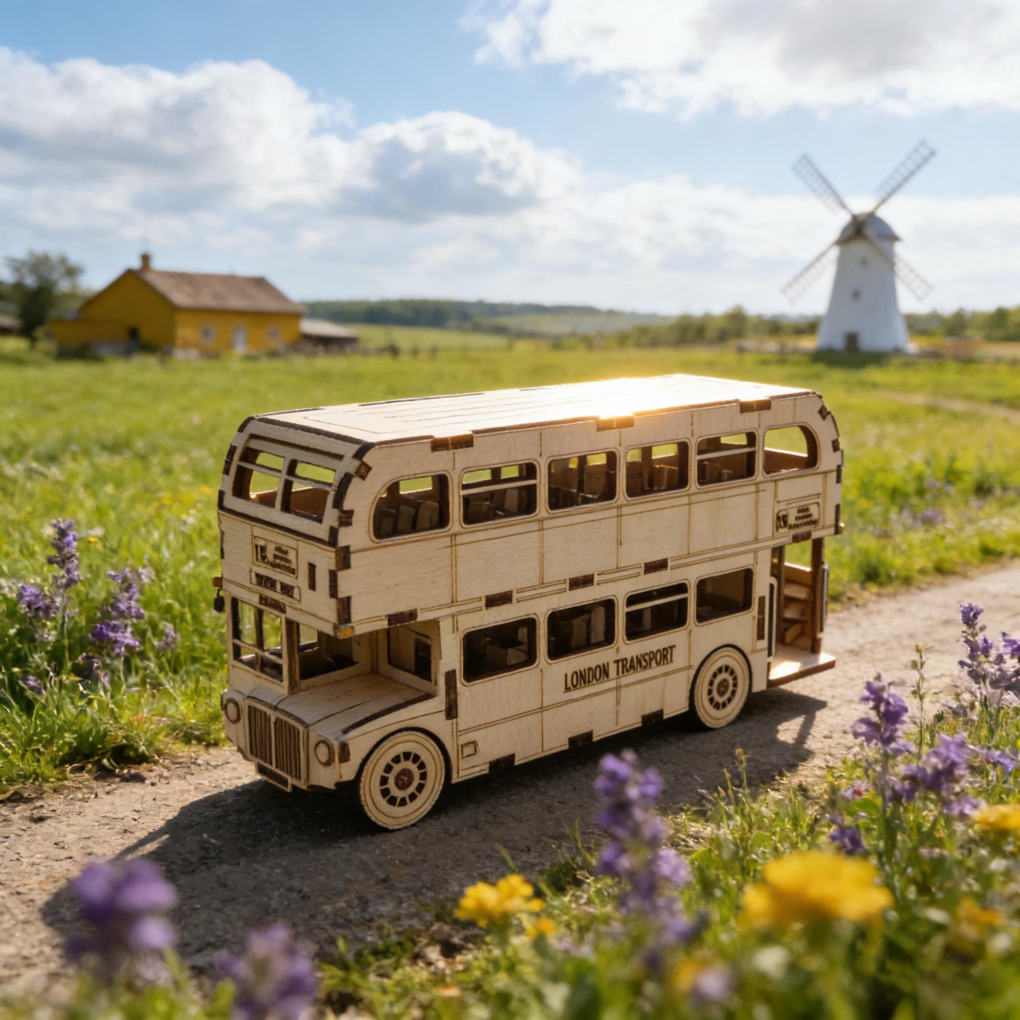 

3D Wooden Bus Puzzle DO-IT-YOURSELF Miniature Kit Handcrafted Present Home Decor Birthday / Valentine s Day Present