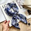 Commuter elegant flower silk scarf women's contrasting color retro printing satin scarf shirt with multi-purpose decorative small scarf