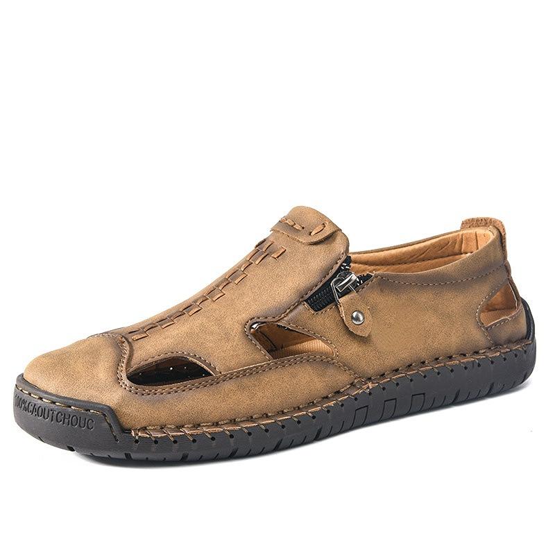 New summer men s shoes bag head men s sandals breathable casual shoes large size hollow beach shoes 38