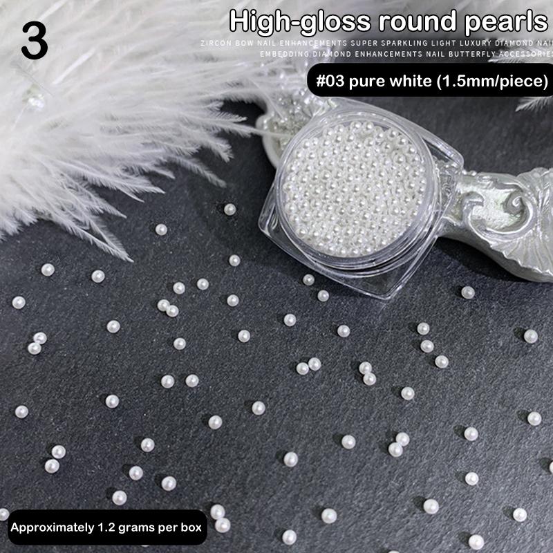 1 Scatola di Perle Stereoscopiche Mini Perle Rotonde Accessorio Decorativo per Pittura Unghie Patch Diamante per Unghie
