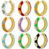 ZHUKOU Retro Little Daisy Hoop Earrings Gold Enamel Hoops Women Colorful Women Round Huggie Earrings VE843