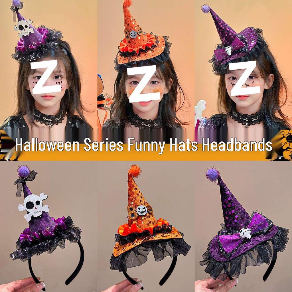 Kids' Halloween Ghost & Witch Hat Hairband - Cute & Funny Hair Accessory