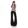 Elegantes Pantalones Vaqueros Negros de Tiro Bajo Elásticos Ajustados Micro Acampanados Estilo Y2K para Damas Primavera Verano Pantalones Casuales Pantalones Vaqueros Oversize