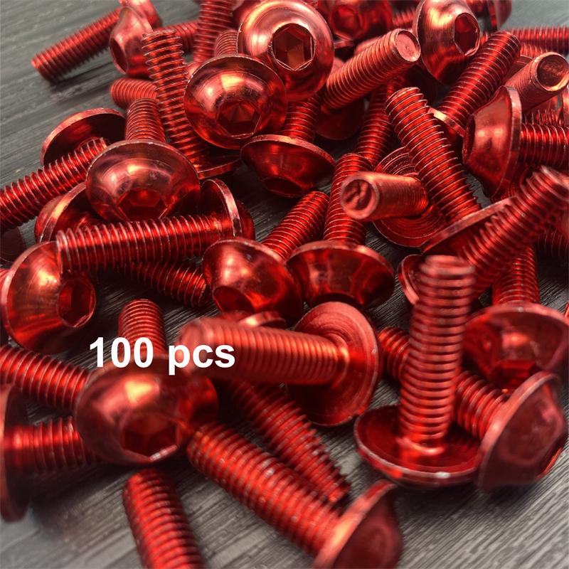 10/100 Piezas M6 X 20 mm Negro Rojo Azul Dorado Aluminio Anodizado Tornillos de Carenado Tornillos de Tornillo para Motocicleta