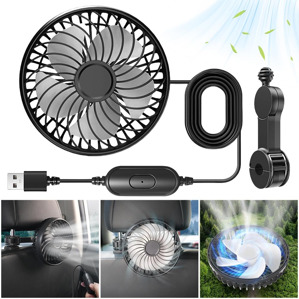USB Powered Rear Seat Fan 360 Rotatable Car Cooling Fan 3 Speeds Cooling Backseat Fan for Sedan SUV Truck Van