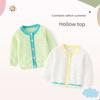 Summer Clothing Children's Knit Cardigan Sweater Thin Pure Color Girl Cut Out Coat Office Cardigan Baby Round Neck Clothes