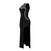 Women's Sexy Sleeveless Slit Dress Diamond Long Dress Evening Gown