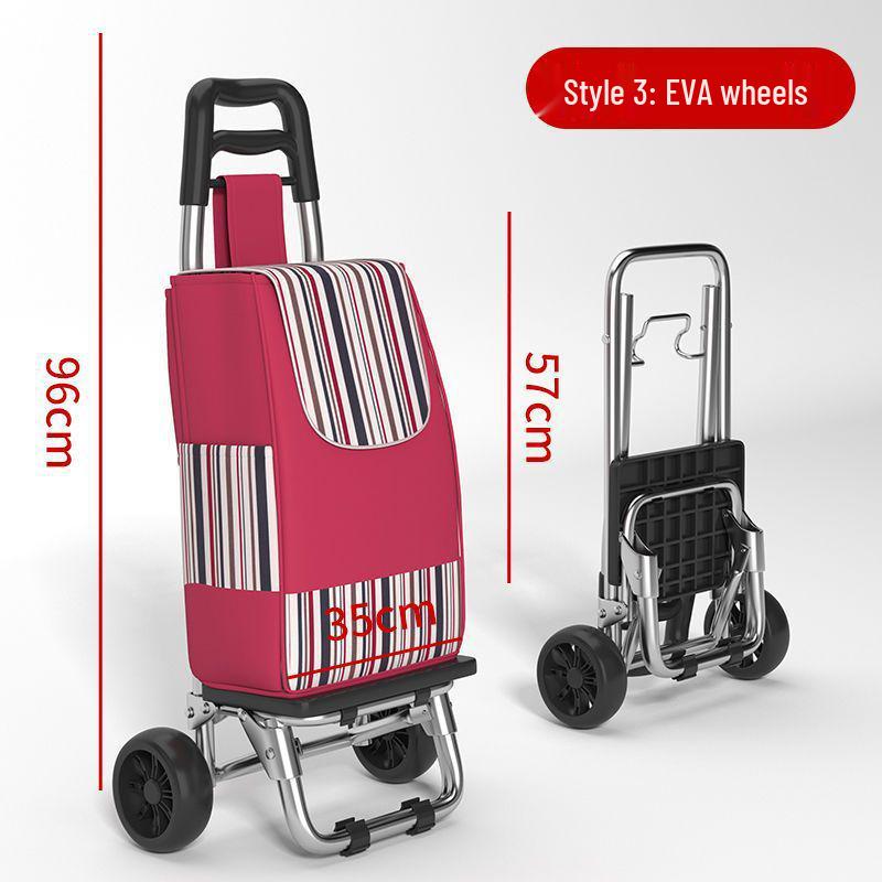 Folding Stair Climbing Shopping Cart: Portable Luggage Trailer & Small Hand Truck for Elderly and Grocery Use