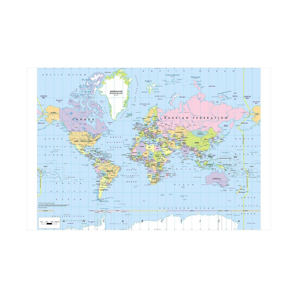 Die Politische Weltkarte mit Details Malerei Wandkunst Poster Heimdekor Kinder Schulbedarf Dekorative Hängebild