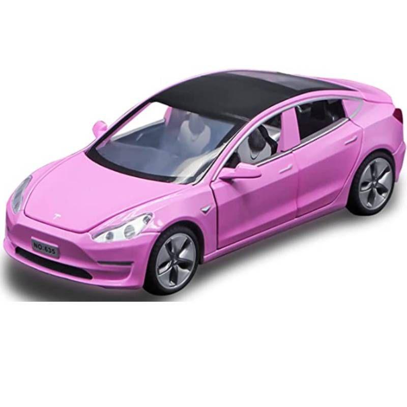 

Tesla 132 Model3 Alloy Model Diecasting Toy Pull Back Car Childrens Day Gift розовый
