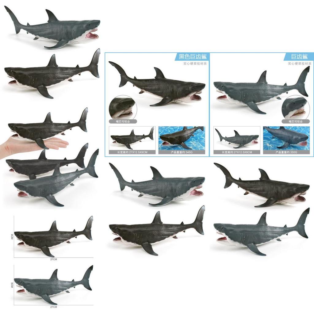 Stunning Black Giant Tooth Shark Plastic Model Toy For Impressive Ocean Display Decor