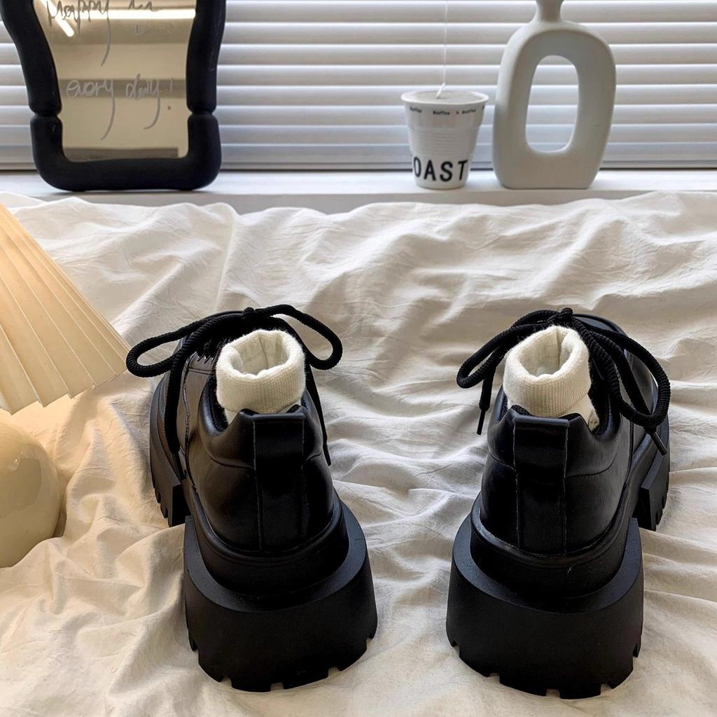 British Style Big Head Platform Lace-up Small Leather Shoes Women's 2025 Autumn and Winter New Retro Versatile Jk College Style Single Shoes