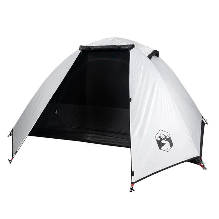 VidaXL Camping Tent 2 Person, Shade Tent with Bag, Portable Awning with Sidewalls for Hiking, White 94326